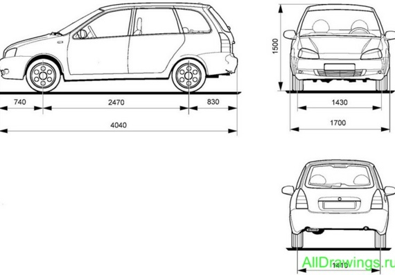 VAZ-11173 Kalina (2008) - drawings (figures) of the car